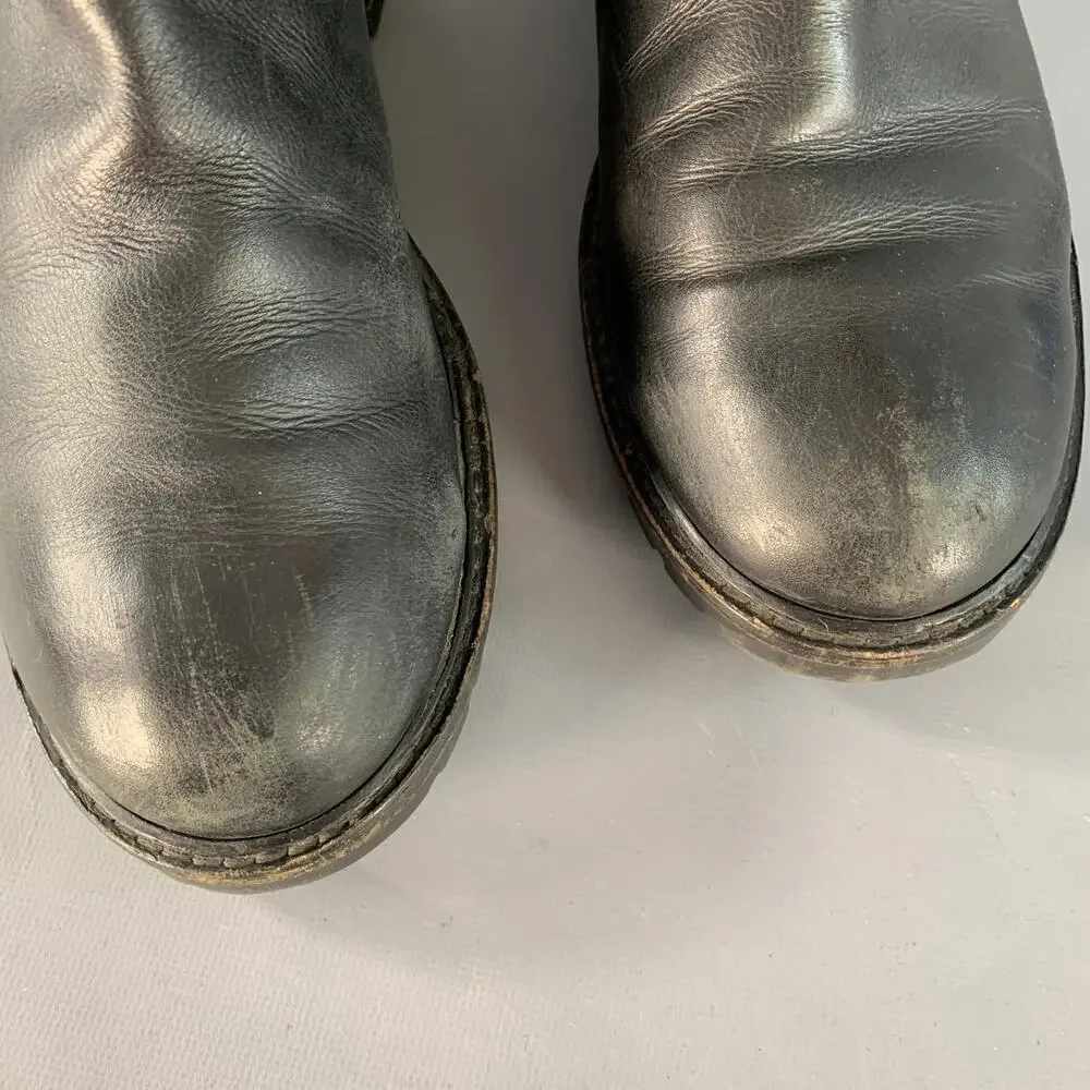 FENDI Size 9 Black Leather Shearling Lined Pull On Buckle Boots